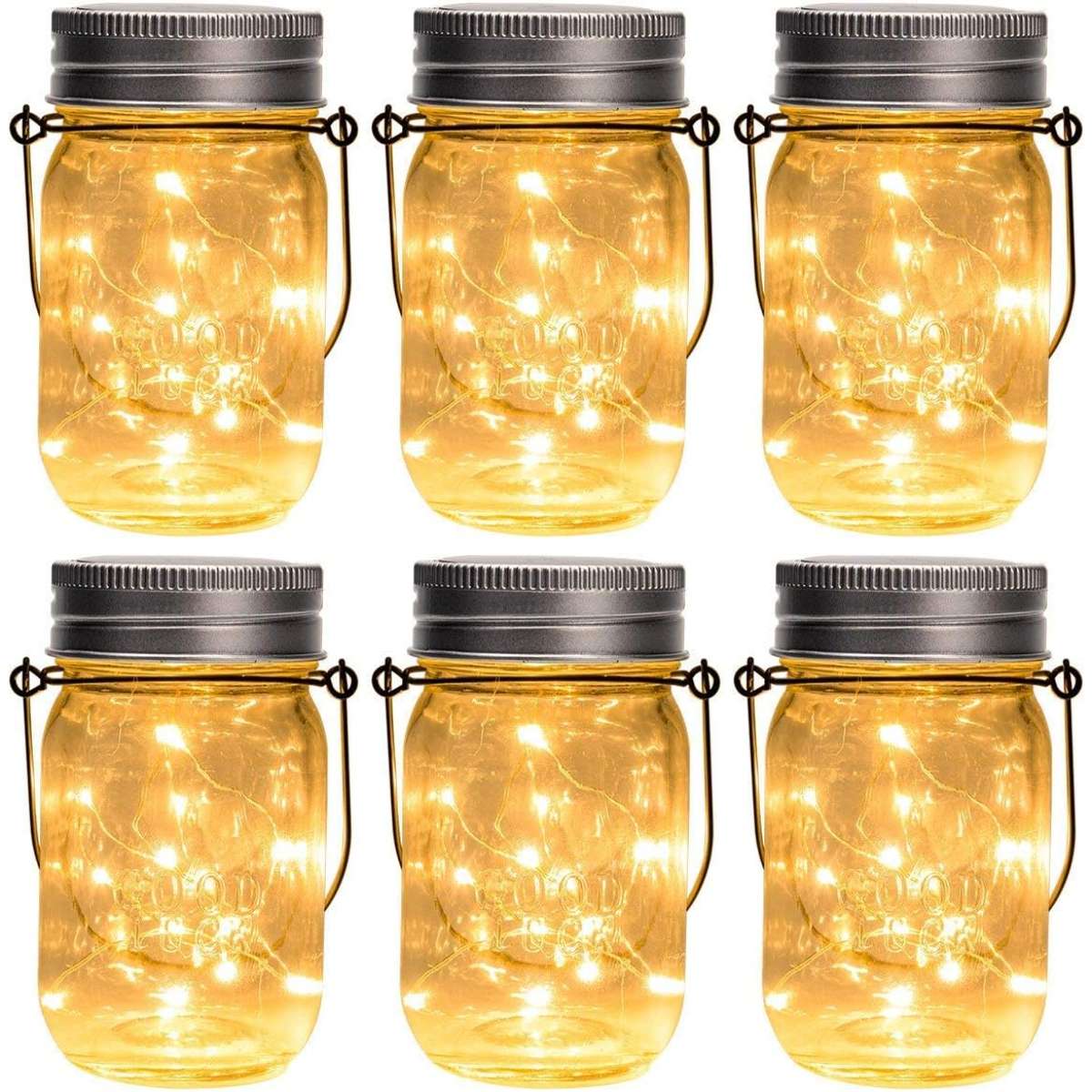 GIGALUMI Hanging Solar Mason Jar Light, LED String Lights Hanging Solar Lanterns