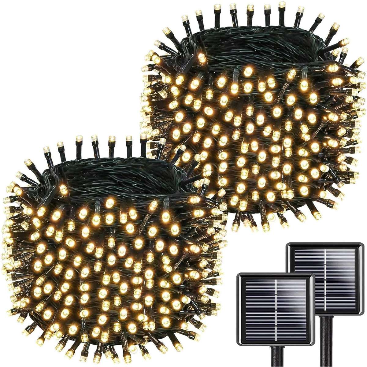 EXTRA LONG SOLAR CHRISTMAS LIGHT 2PACK TOTAL 180FT (WARM WHITE)
