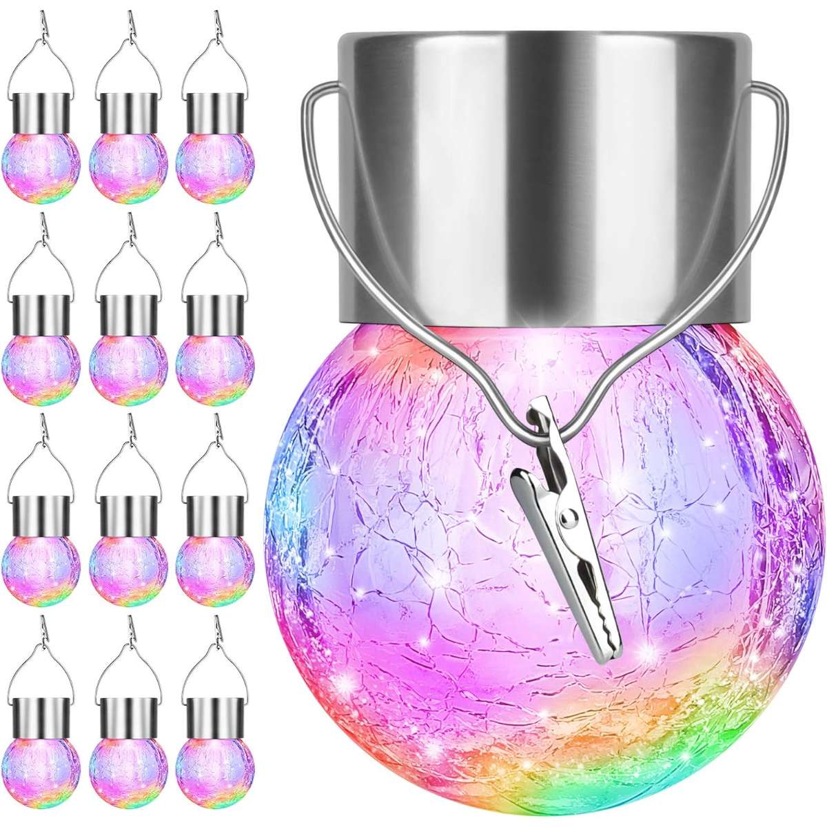 12 pieces of outdoor hanging solar lights multi-color