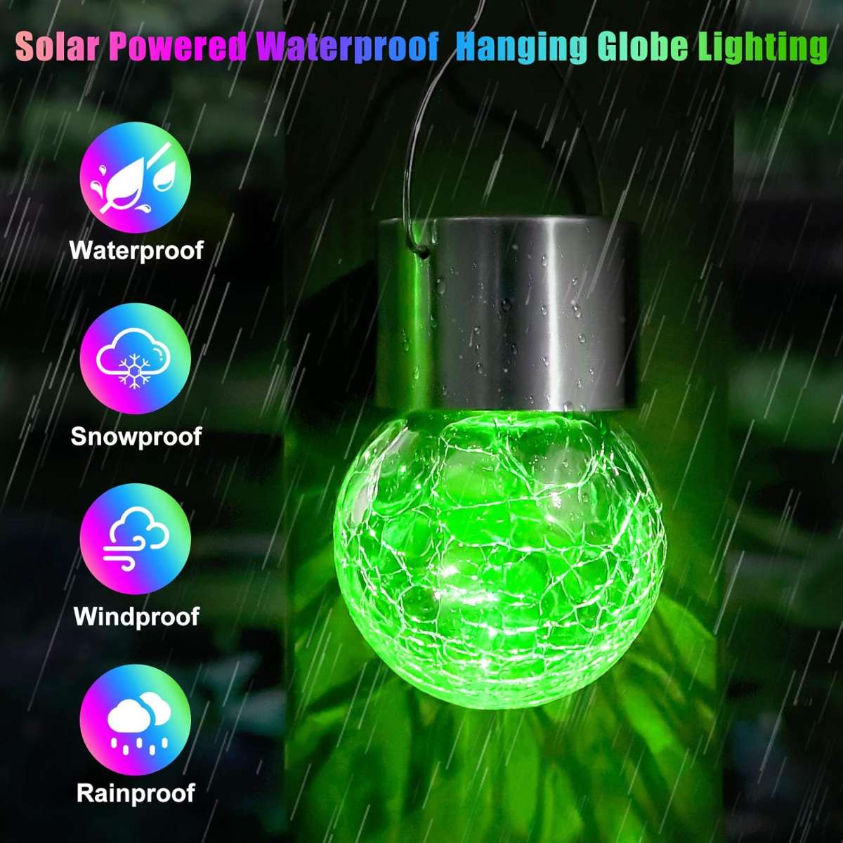 12 pieces of outdoor hanging solar lights multi-color