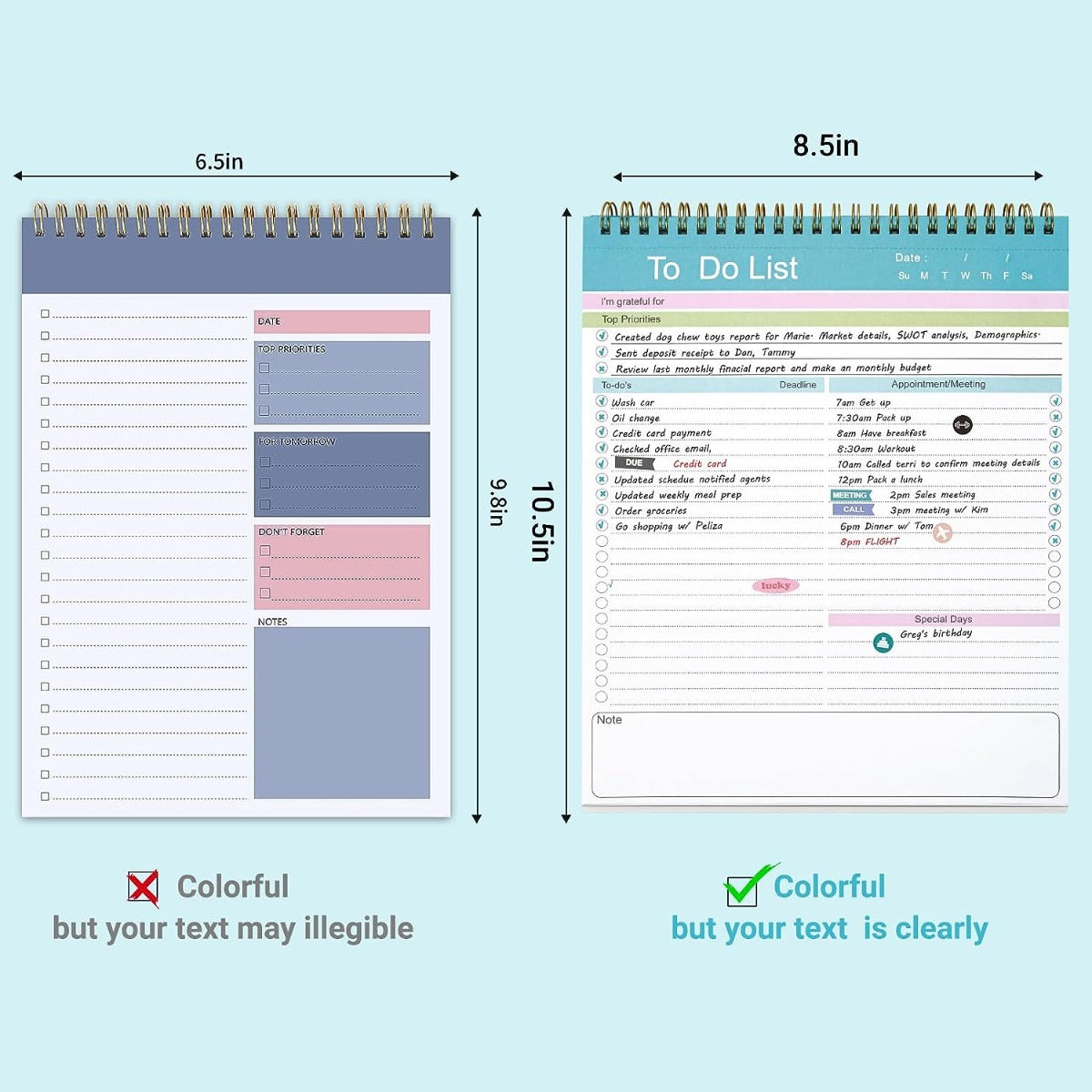 To Do List Notepad, Spiral Bound Undated Daily Planner