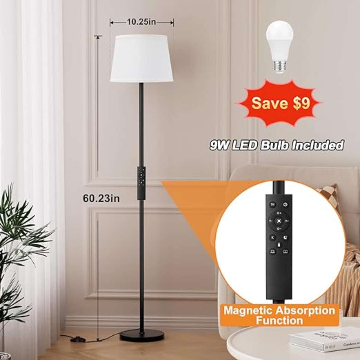 【Upgrade】Living Room Floor Lamp (9W LED Bulb)