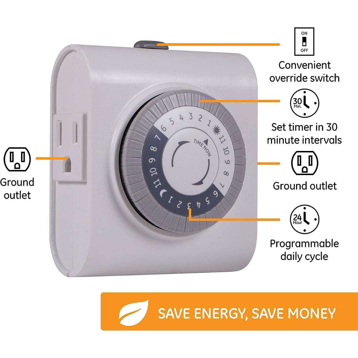 GE 24 hours 2 Ground socket Mechanical socket timer 15075