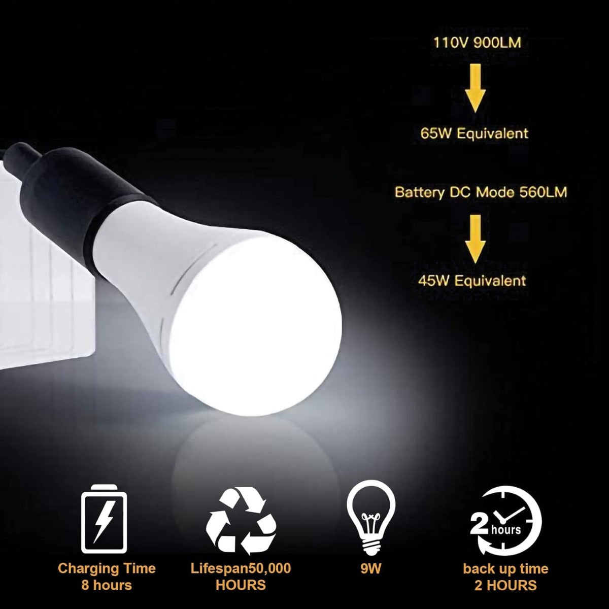 (6 packs)A21 rechargeable emergency LED bulb