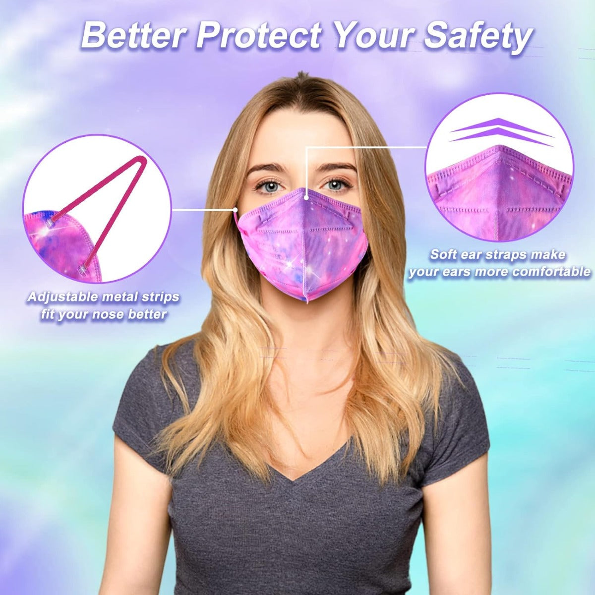 KN95 mask multicolor design for men