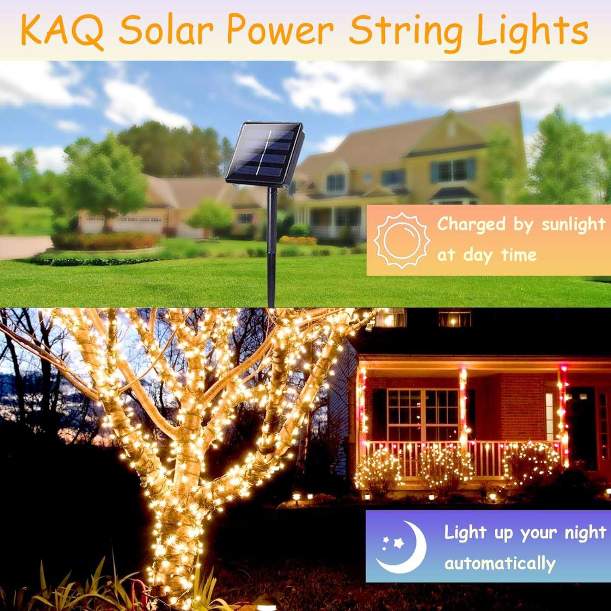 EXTRA LONG SOLAR CHRISTMAS LIGHT 2PACK TOTAL 180FT (WARM WHITE)