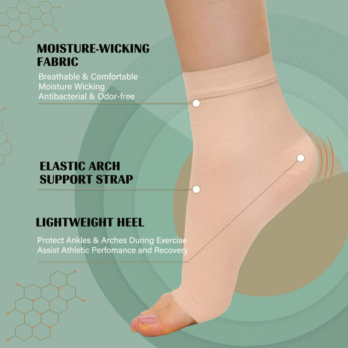 2 packs of ankle-stay compression sleeve socks for men and women