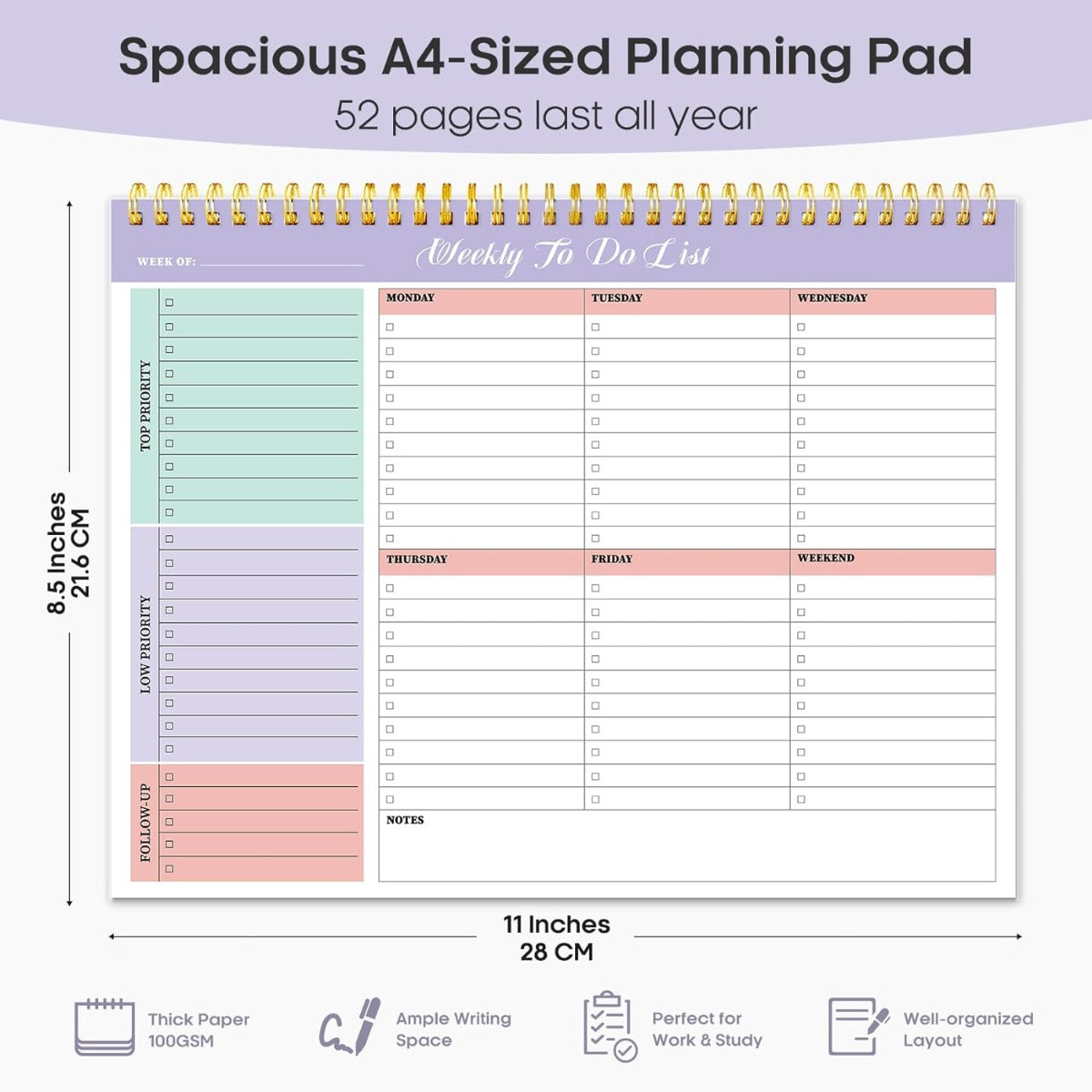 Weekly To-do list Notepad - Violet Dream