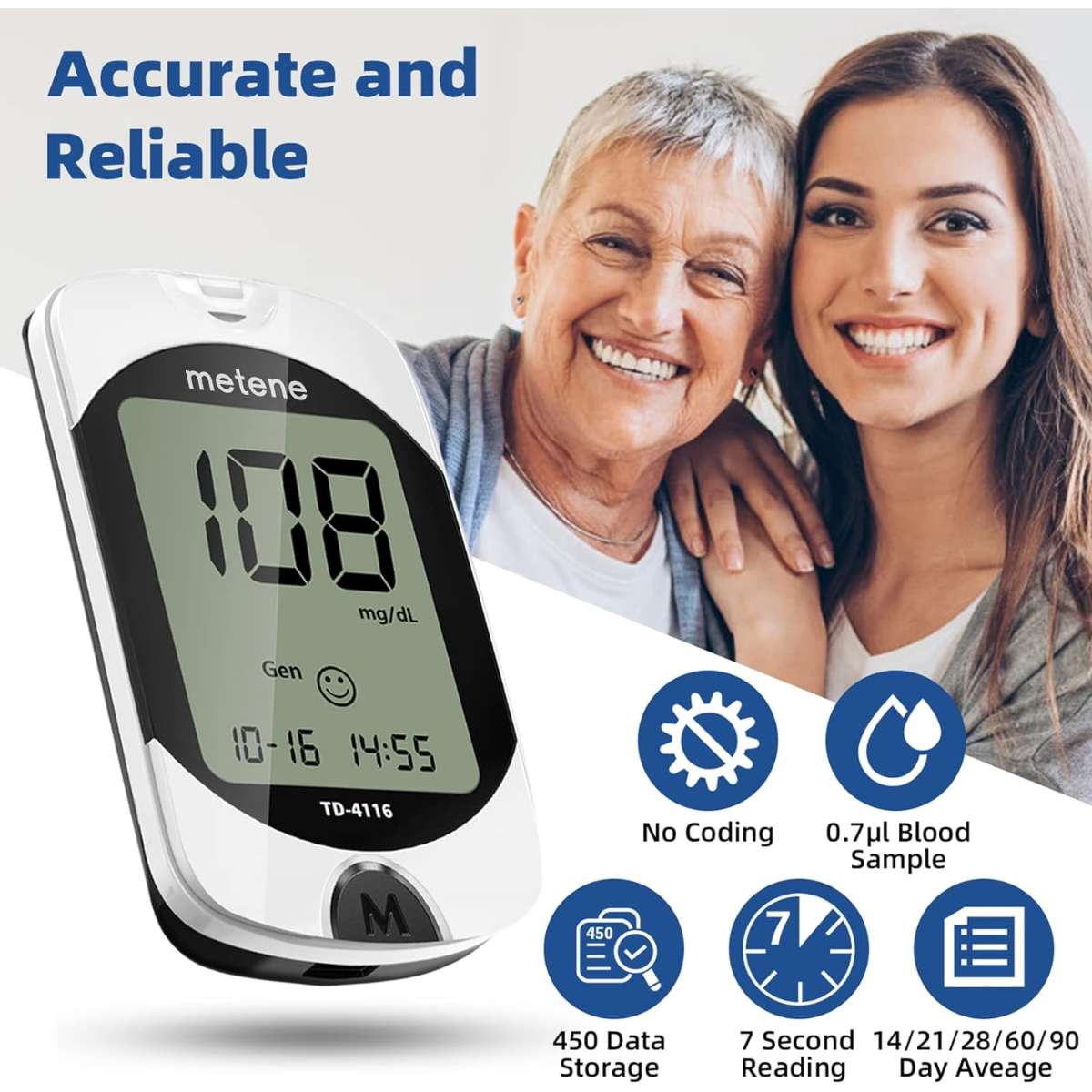 Metene TD-4116 blood glucose monitor Kit