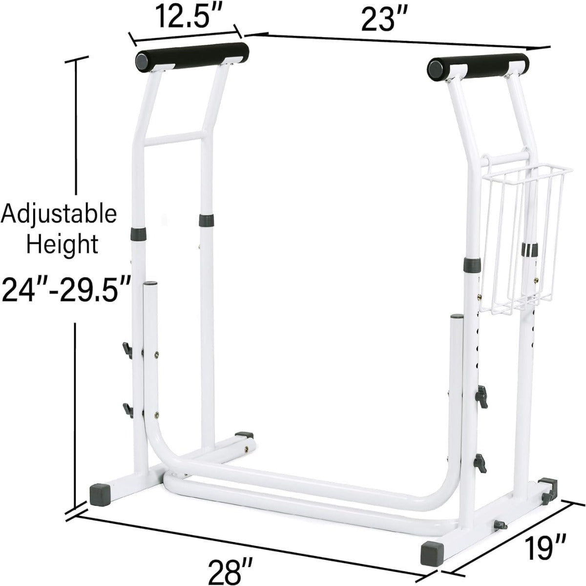 Vunn Medical Bathroom Patent Height Adjustable height toilet grab bars