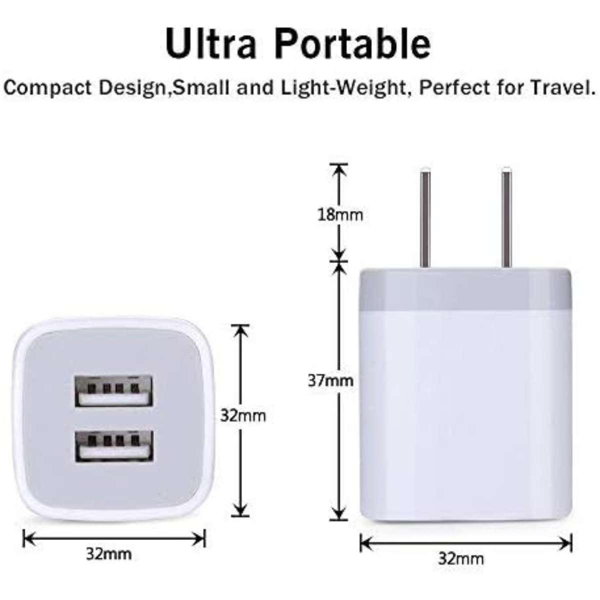 USB plug, USB wall charger 3-pack