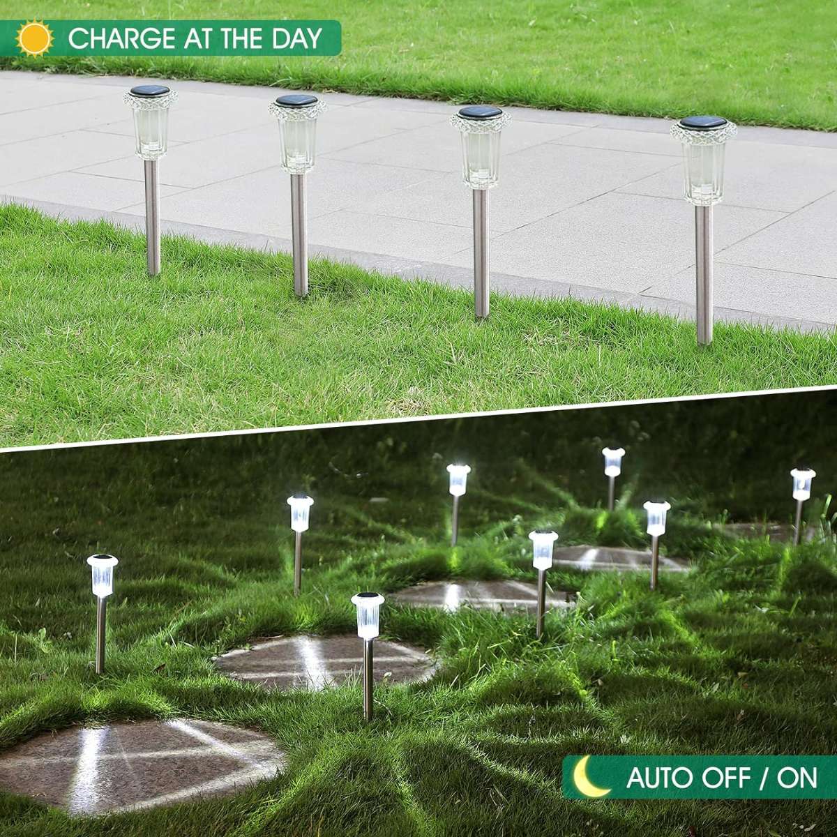 Solar Outdoor Light, 10 Pack Solar Stake Light Cool White