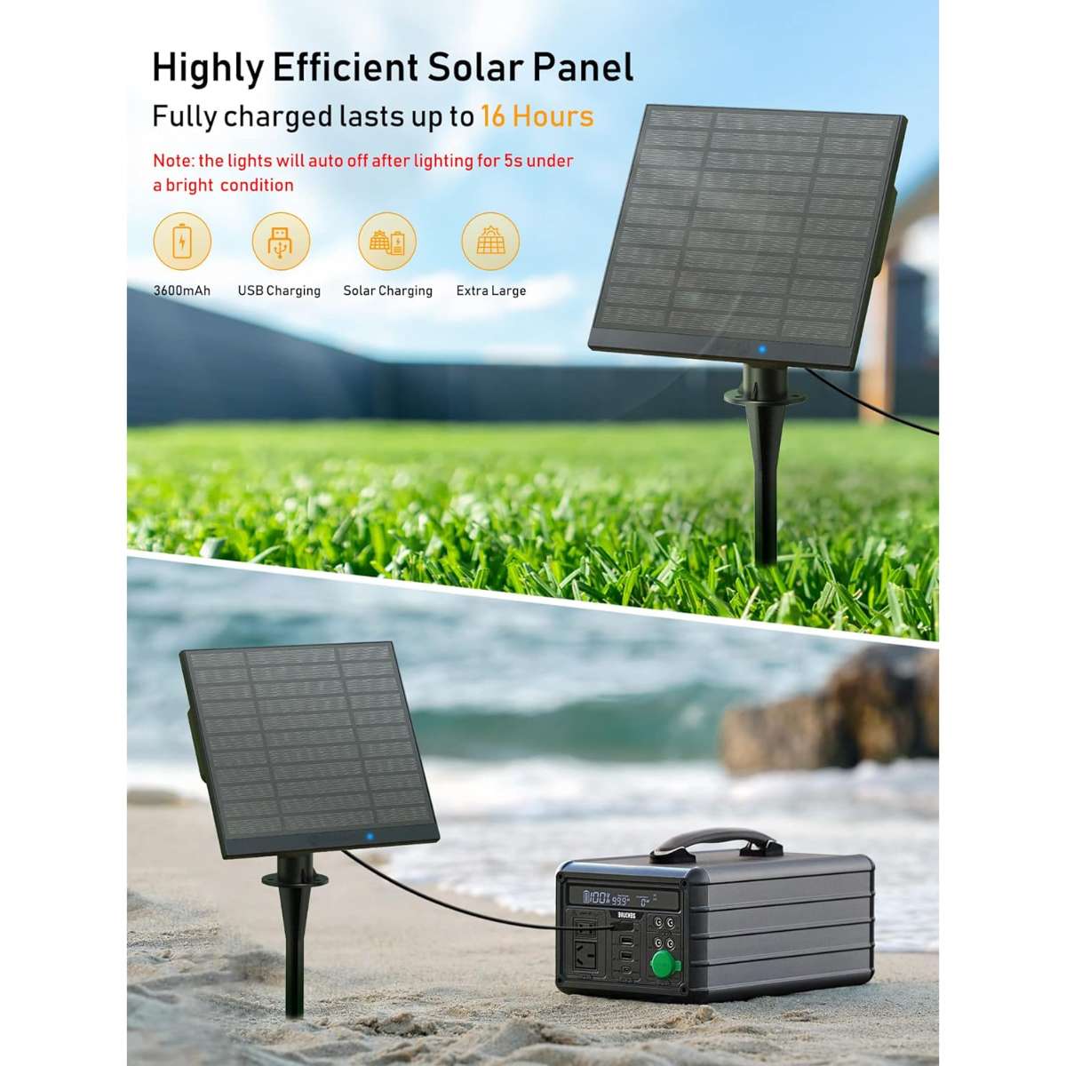 Brightown 58FT Solar String Lights Outdoor with Remote Cable Ties and Hooks