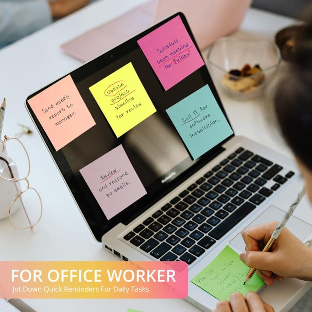 Color self-adhesive sticky notes, 12 sticky notes, 3x3 inches