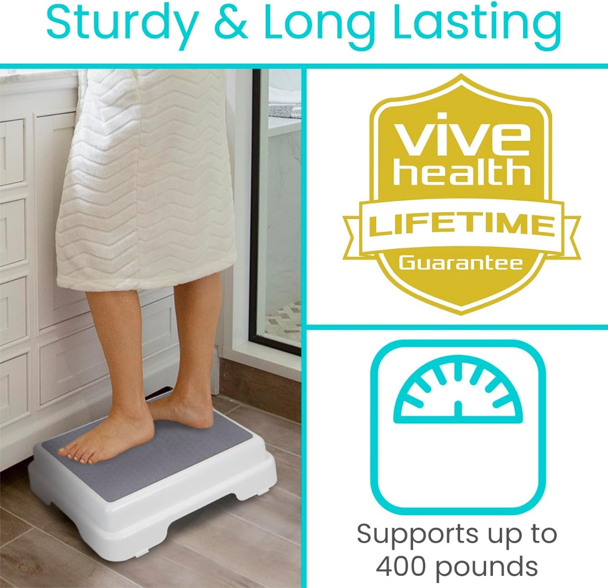 Vive Bath Shower step stool (4.5 inches) is stackable