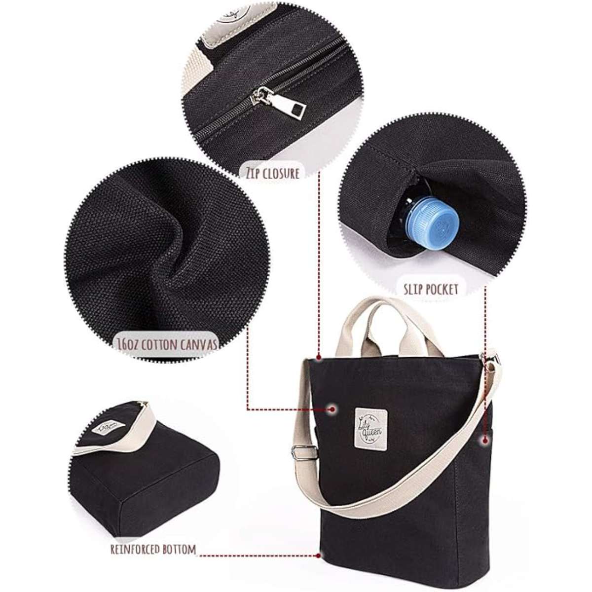 Lily queen Women Canvas Tote Handbags Casual Shoulder Work Bag Crossbody