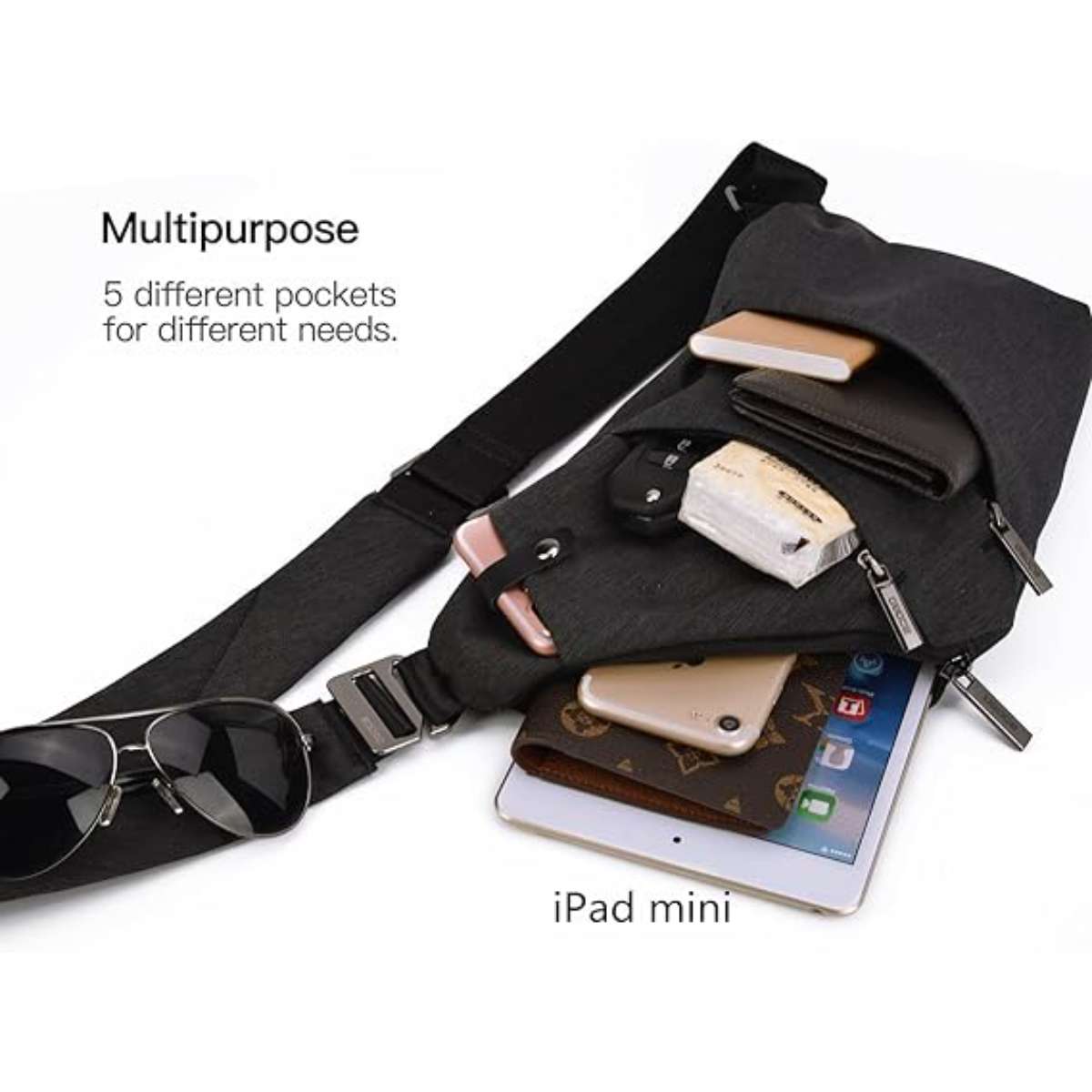 VADOO Sling Bag - Anti-theft Crossbody Shoulder Bag for Men and Women
