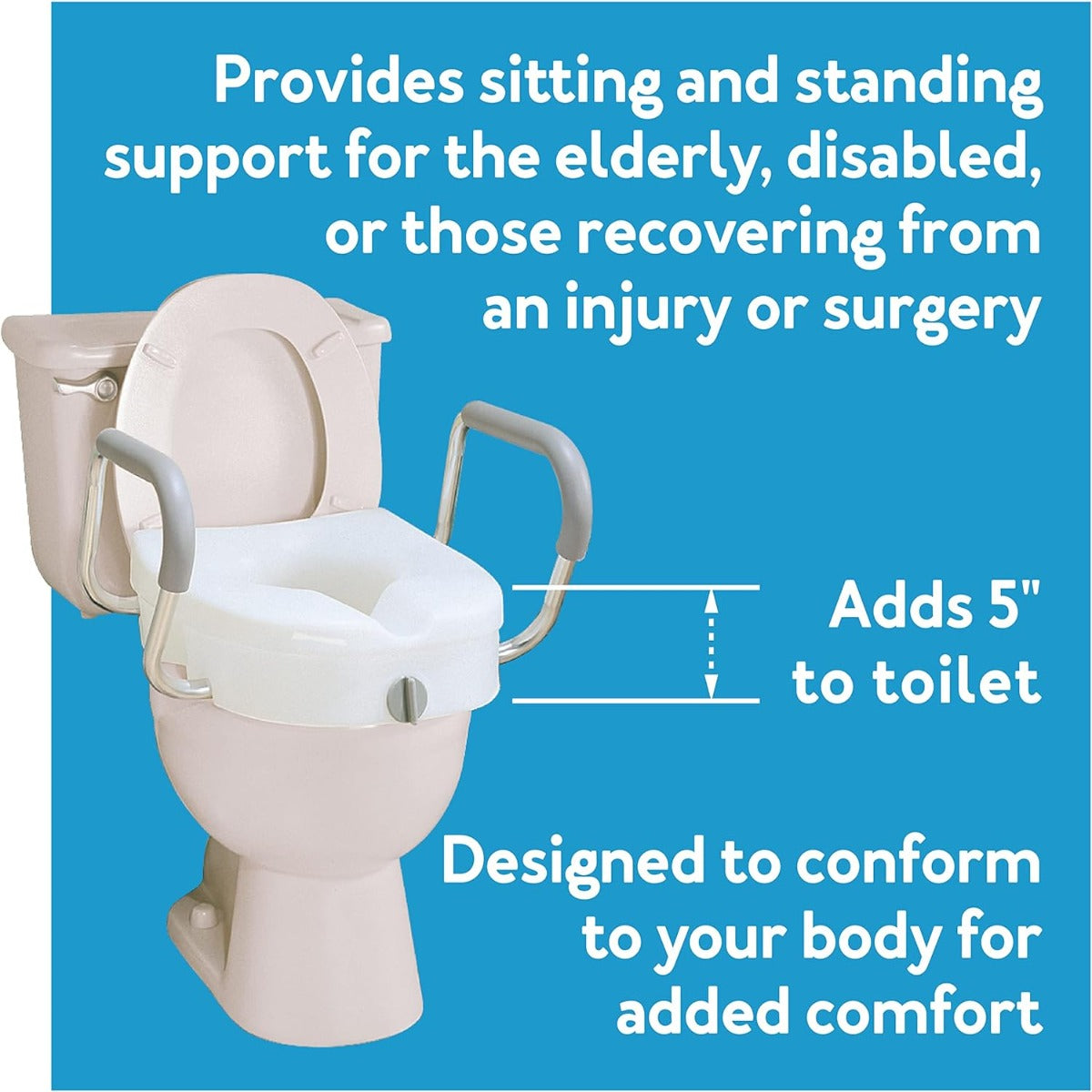 Carex EZ Raised toilet seat with lock handle