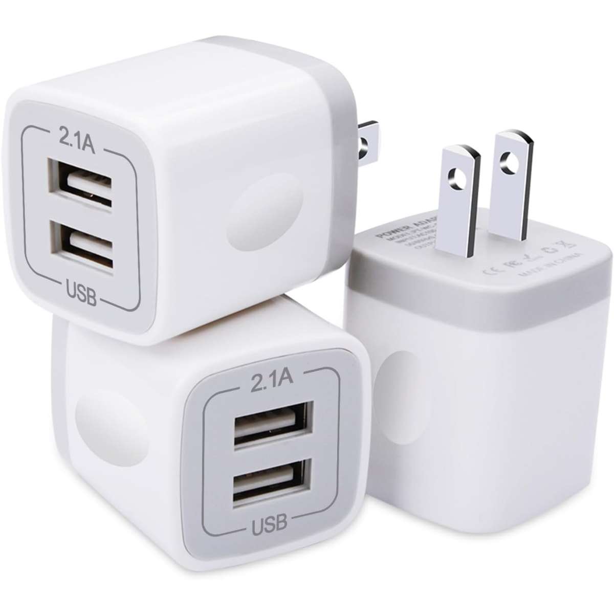 USB plug, USB wall charger 3-pack