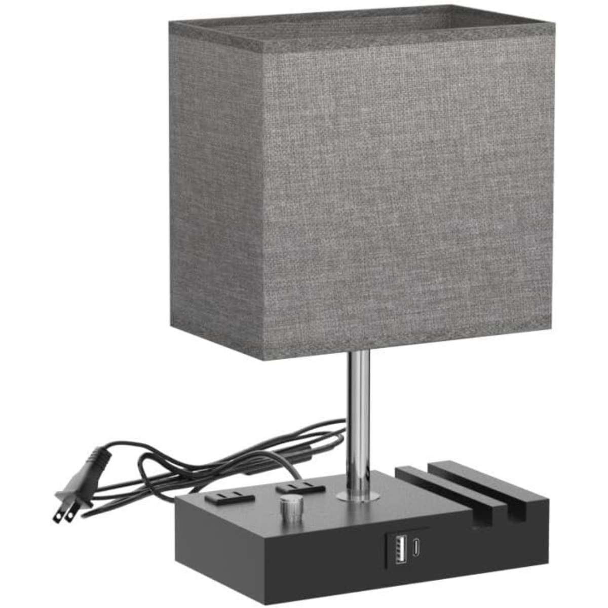 Kakanuo bedroom with USB C port fully dimmable bedside table lamp