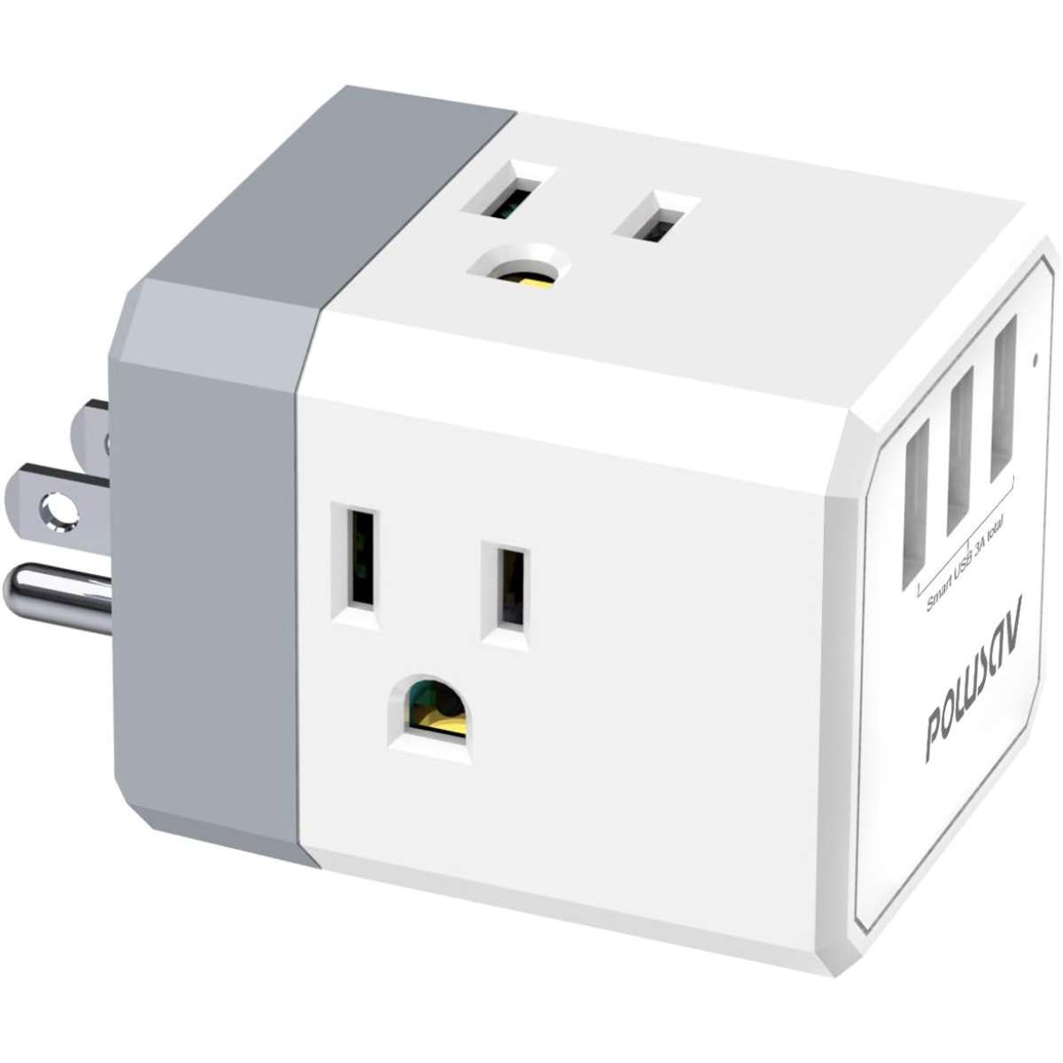 3-socket USB wall charger and extender with 3-way splitter