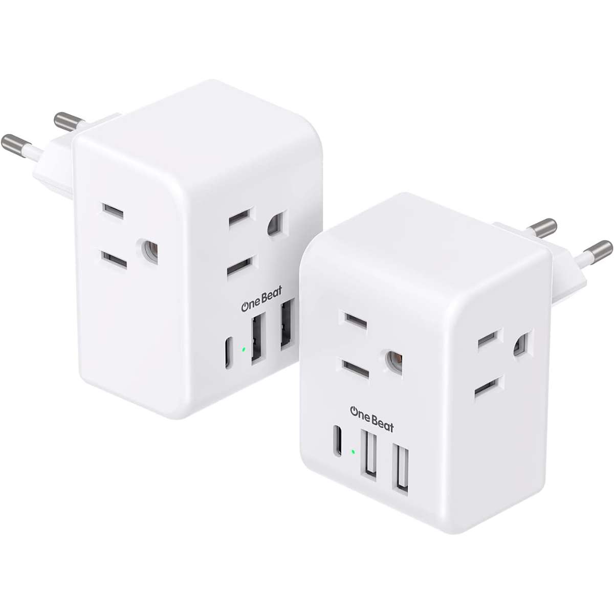 2-pack European travel plug adapter