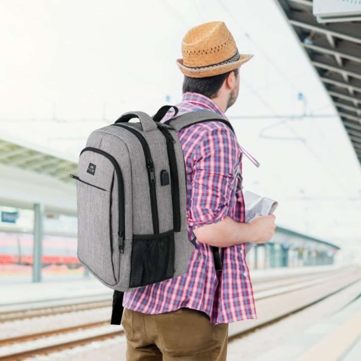 MATEIN TRAVEL LAPTOP BACKPACK, GREY