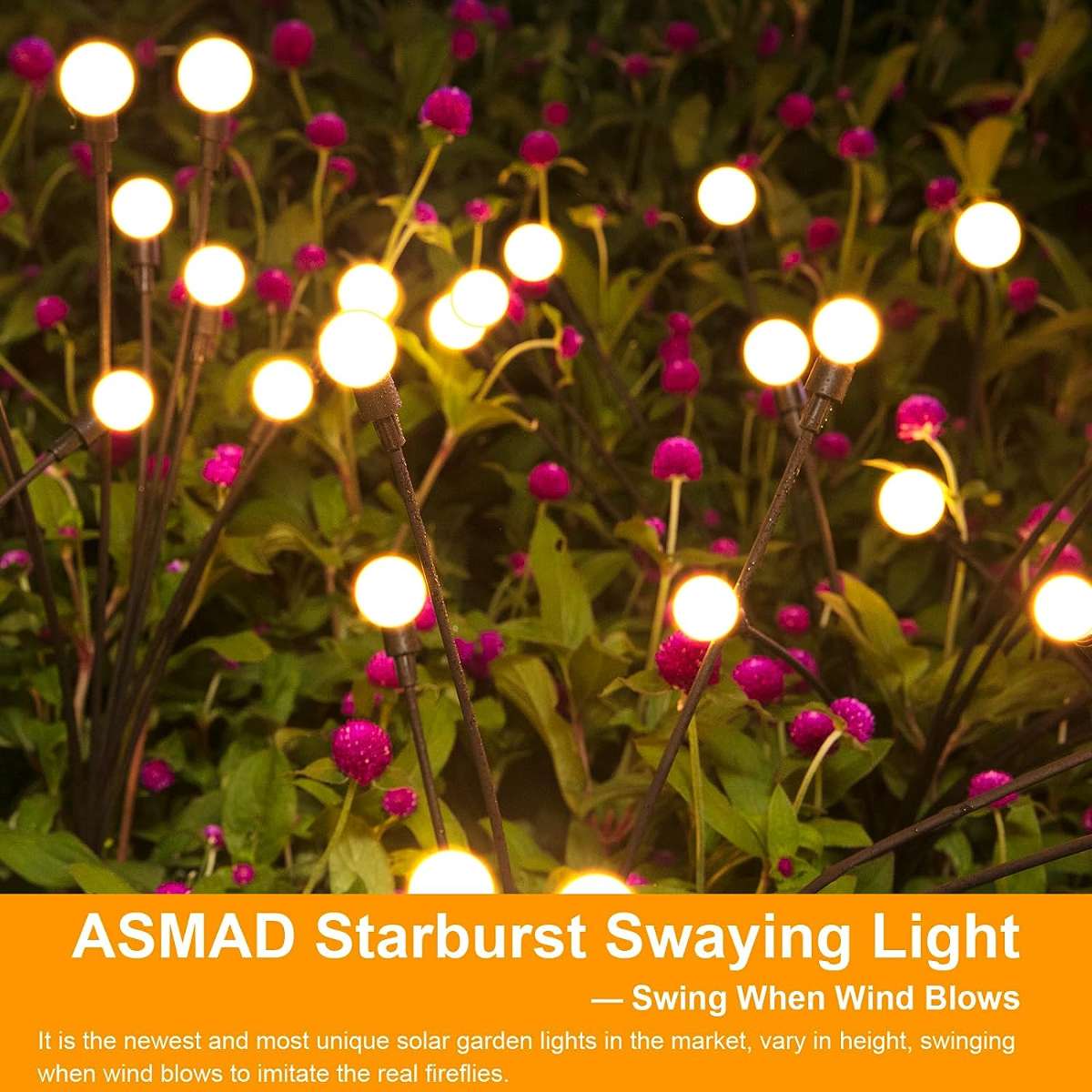 ASMAD Solar Garden Lights, 4 Pack of 32 LED Solar Outdoor Lights