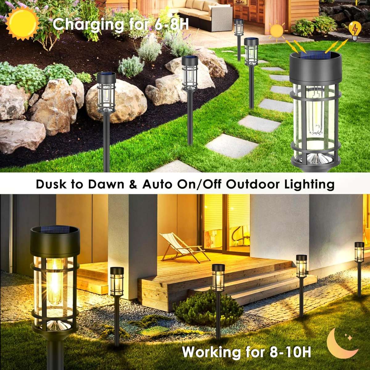 Solar Street Light, 8pcs LED Solar 3000K