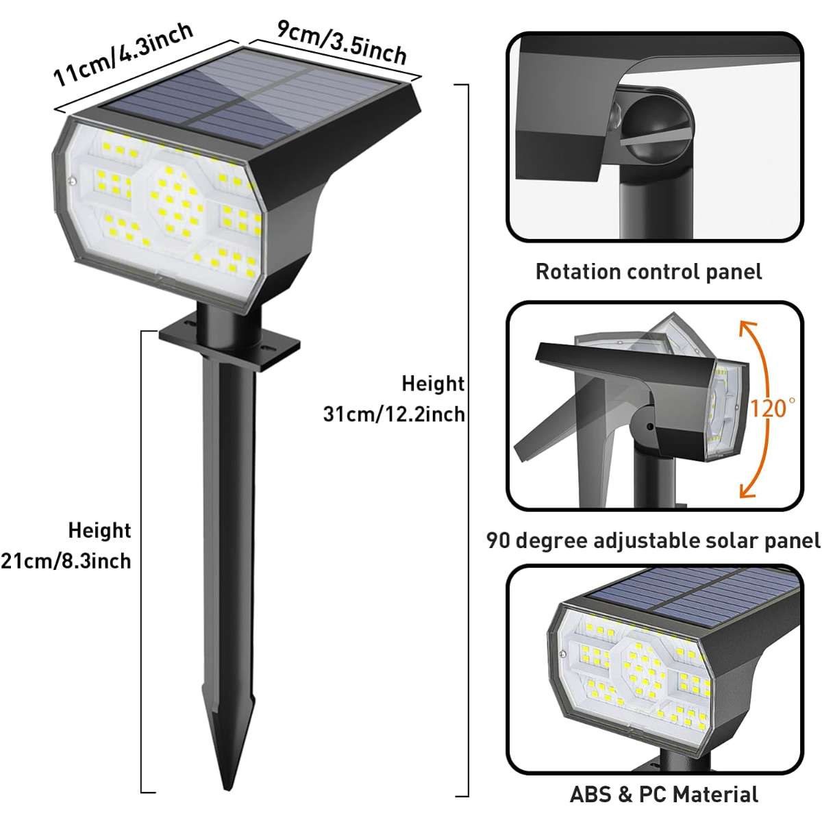 NYMPHY Solar Light Outdoor Waterproof IP68, 56 LED