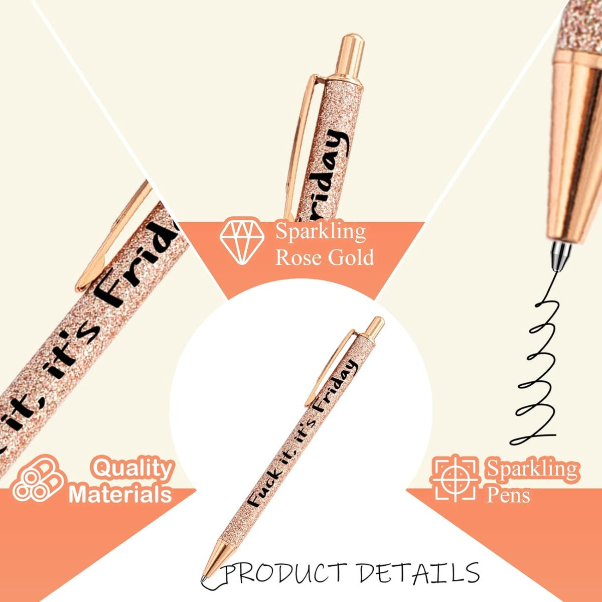 PASISIBICK 9 Pieces Funny Daily Ballpoint Pens Swear Word Weekend Set