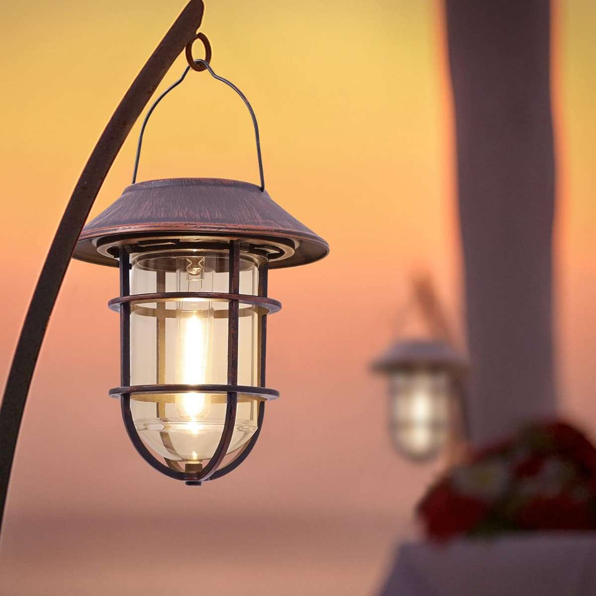 Upgrade Solar Outdoor Light, Hanging Solar Light, Set of 2, Bronze