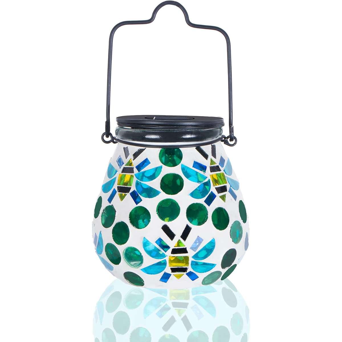 Afirst Mosaic Outdoor Lantern - Glass Solar Chandelier