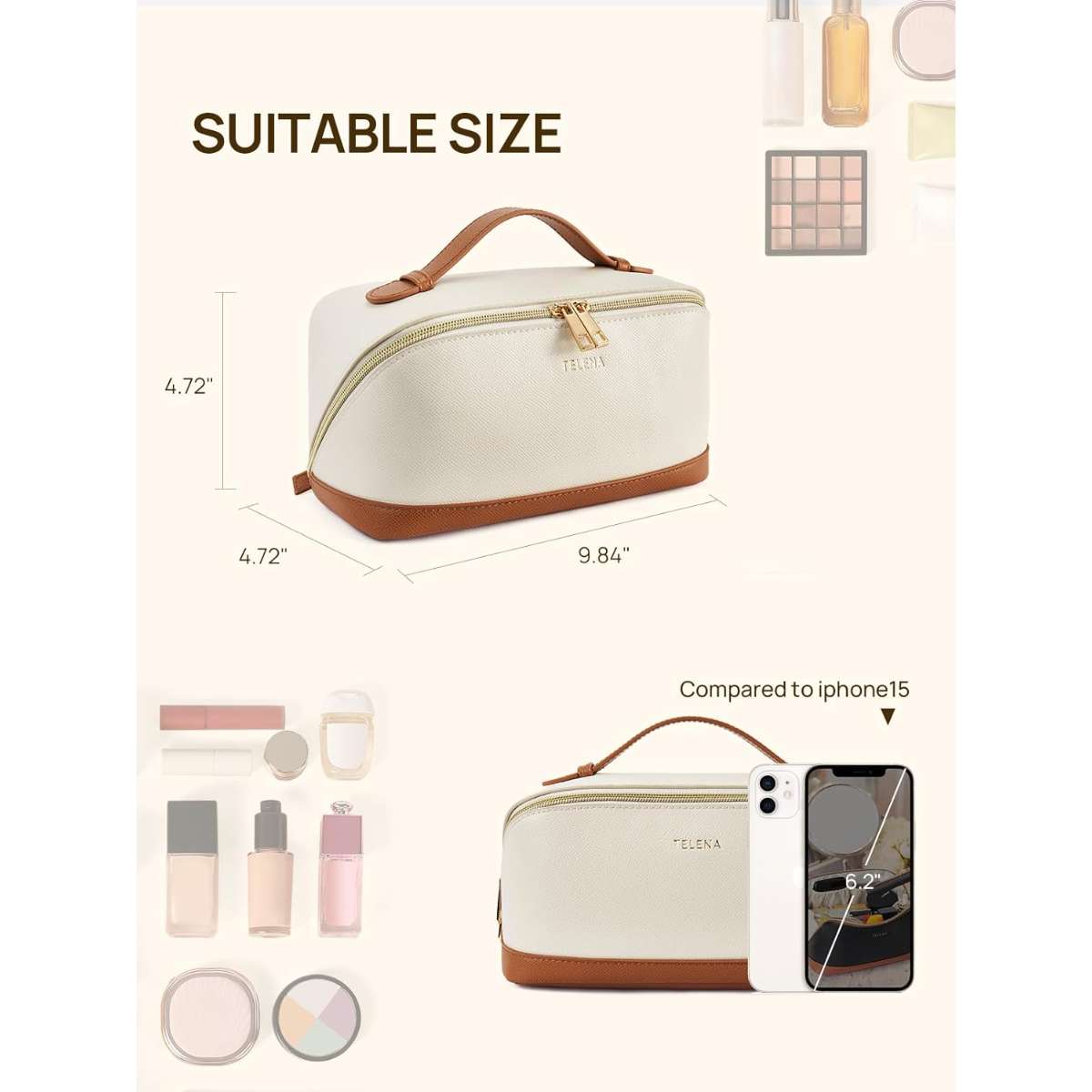 Telena Cosmetic Bag Large Capacity Travel Cosmetic Bag Portable