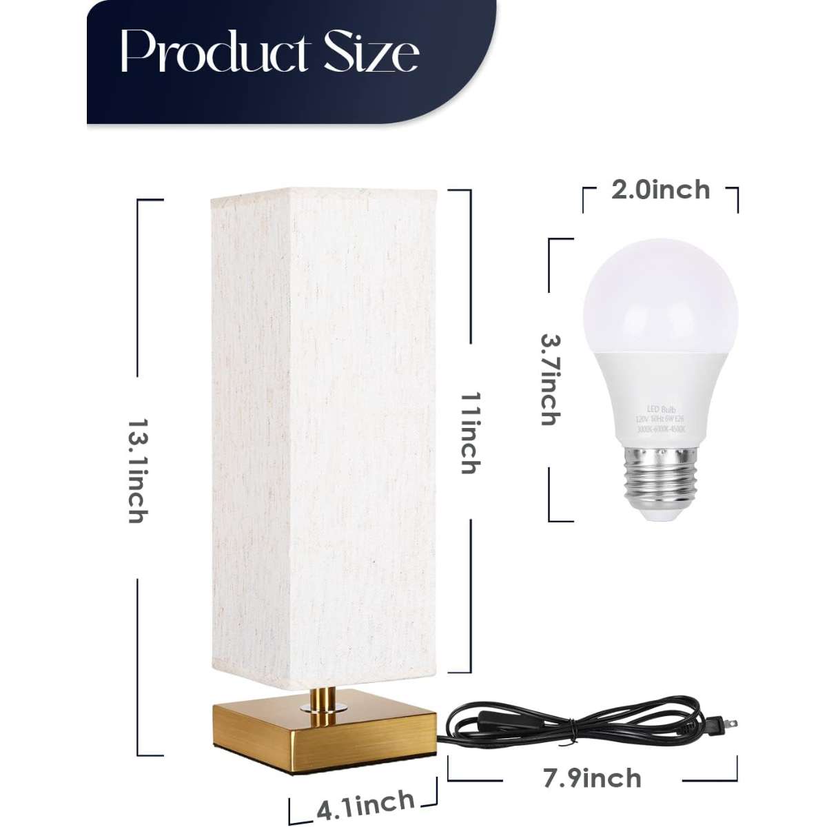 Bedside lamp - (LED bulb included)