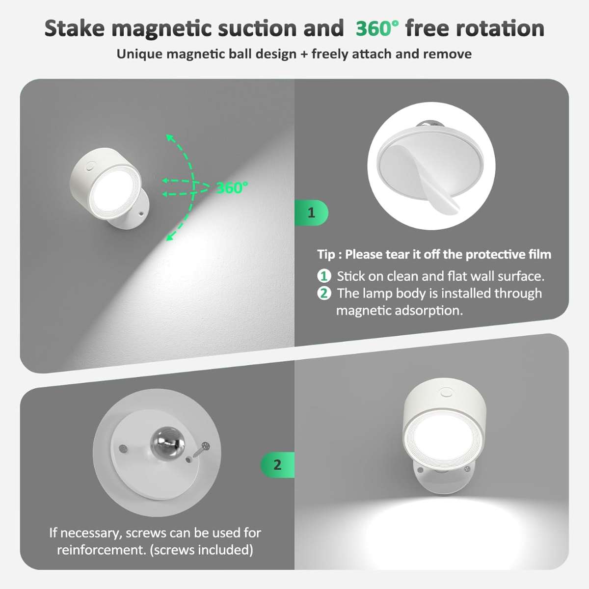 LED wall light 2 pieces with remote control wall mounted light