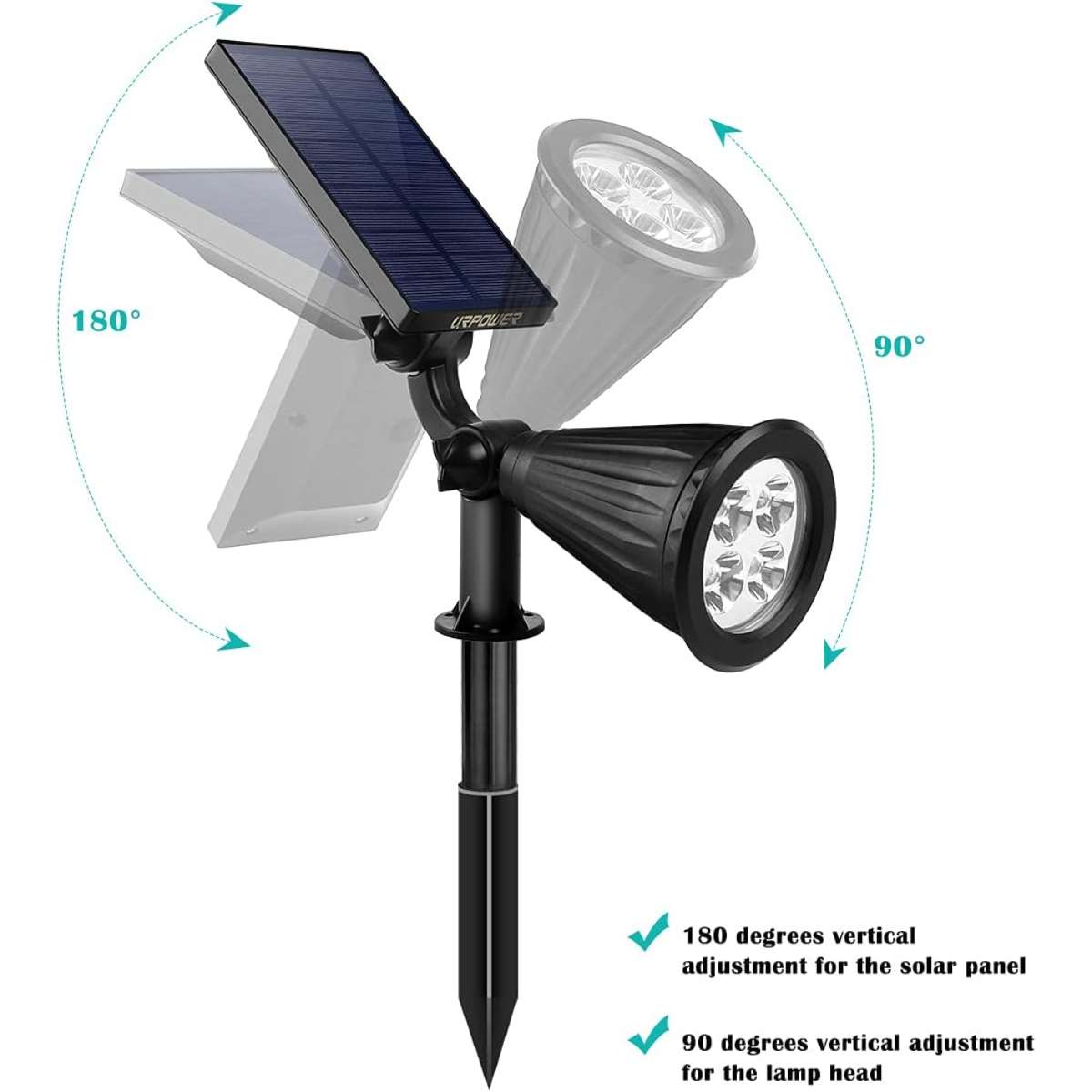 URPOWER Outdoor Solar Lights, Adjustable Solar Spotlights Outdoor (2pcs)