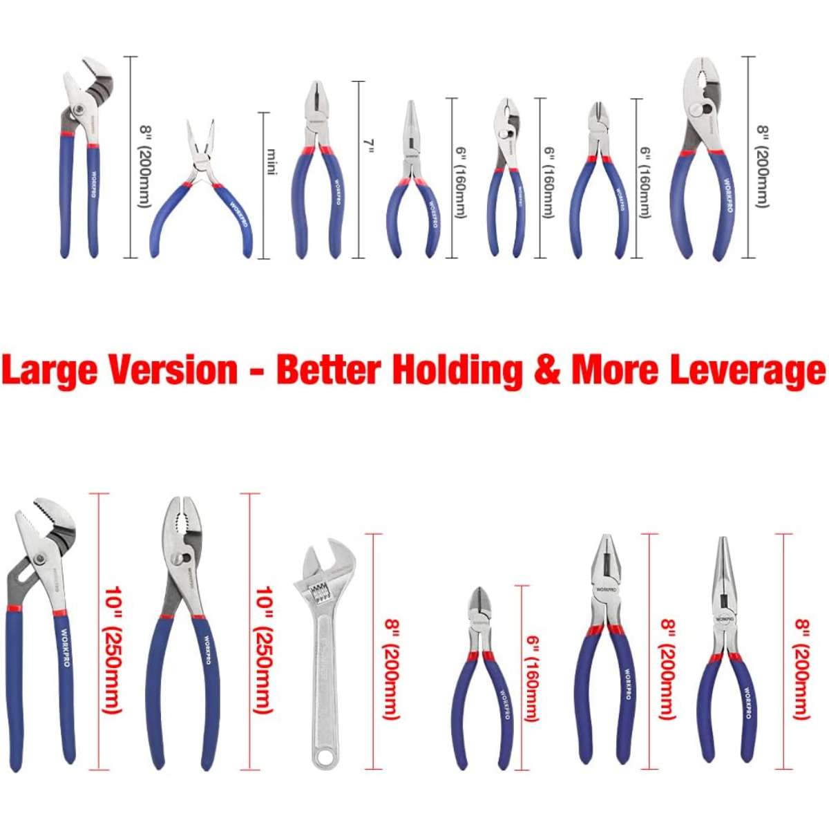 WORKPRO Large Pliers & Wrench Set 6-Piece Set, W001329A
