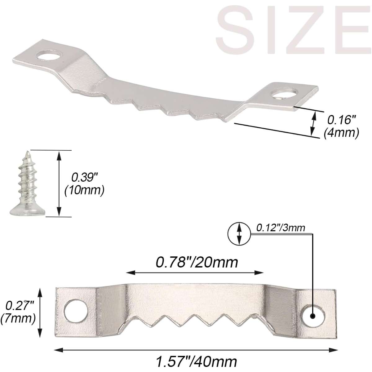 Small Sawtooth Painting Hanger 50pcs Steel Serrated Hanger with Screws (Silver)