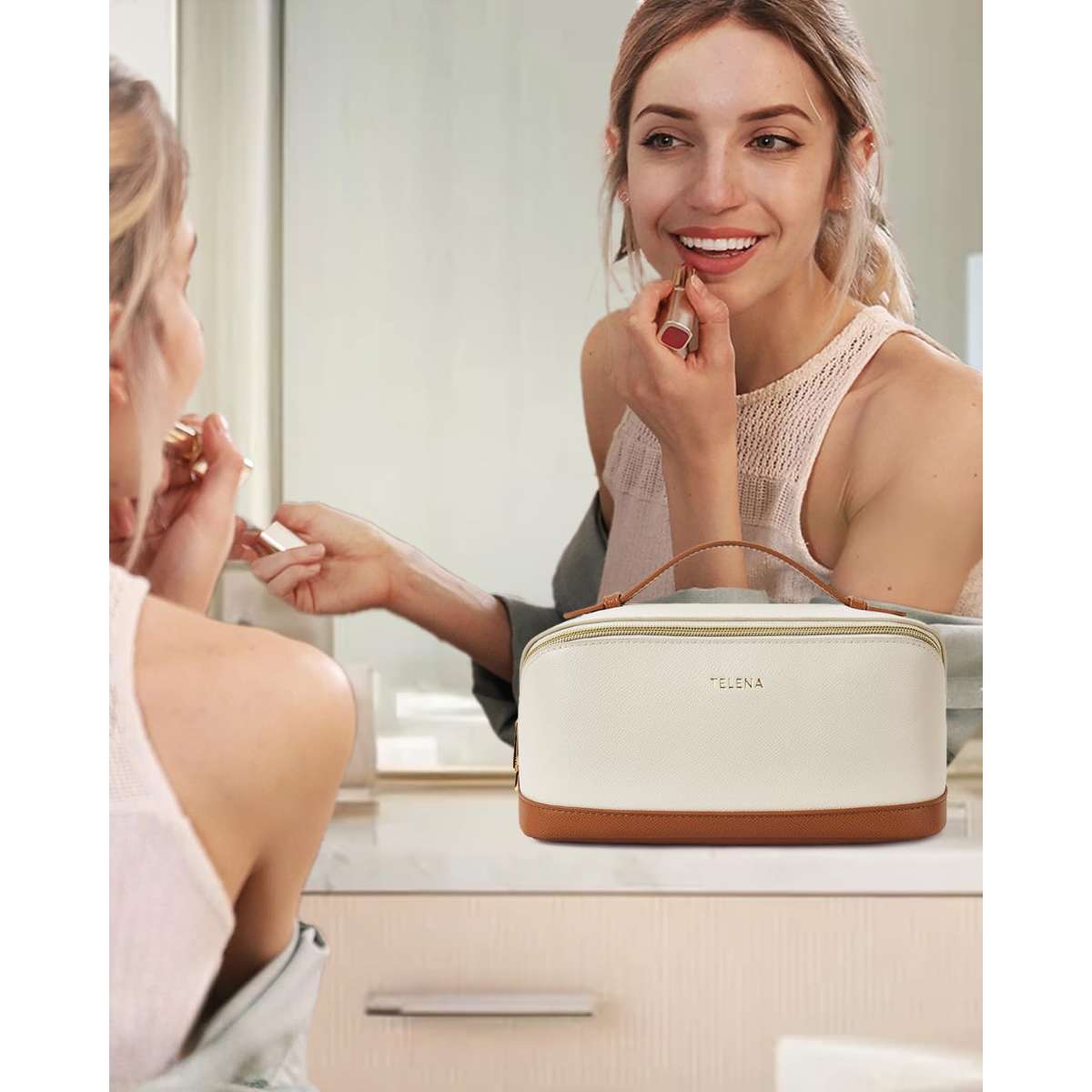 Telena Cosmetic Bag Large Capacity Travel Cosmetic Bag Portable