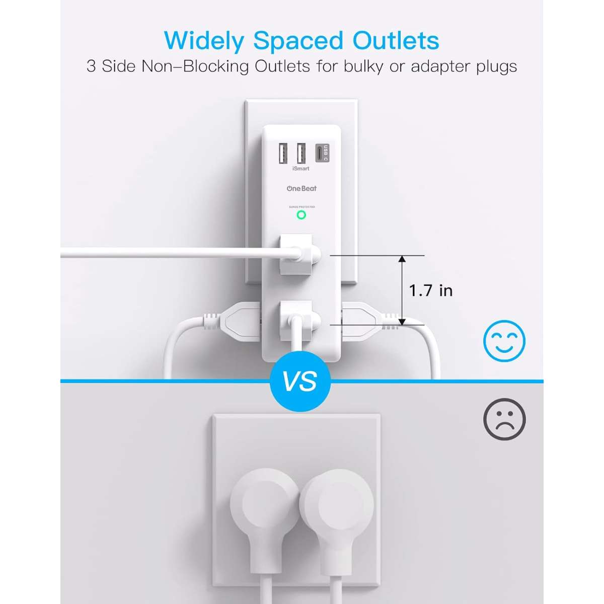 Surge Protector Socket Extender - with Swivel Plug
