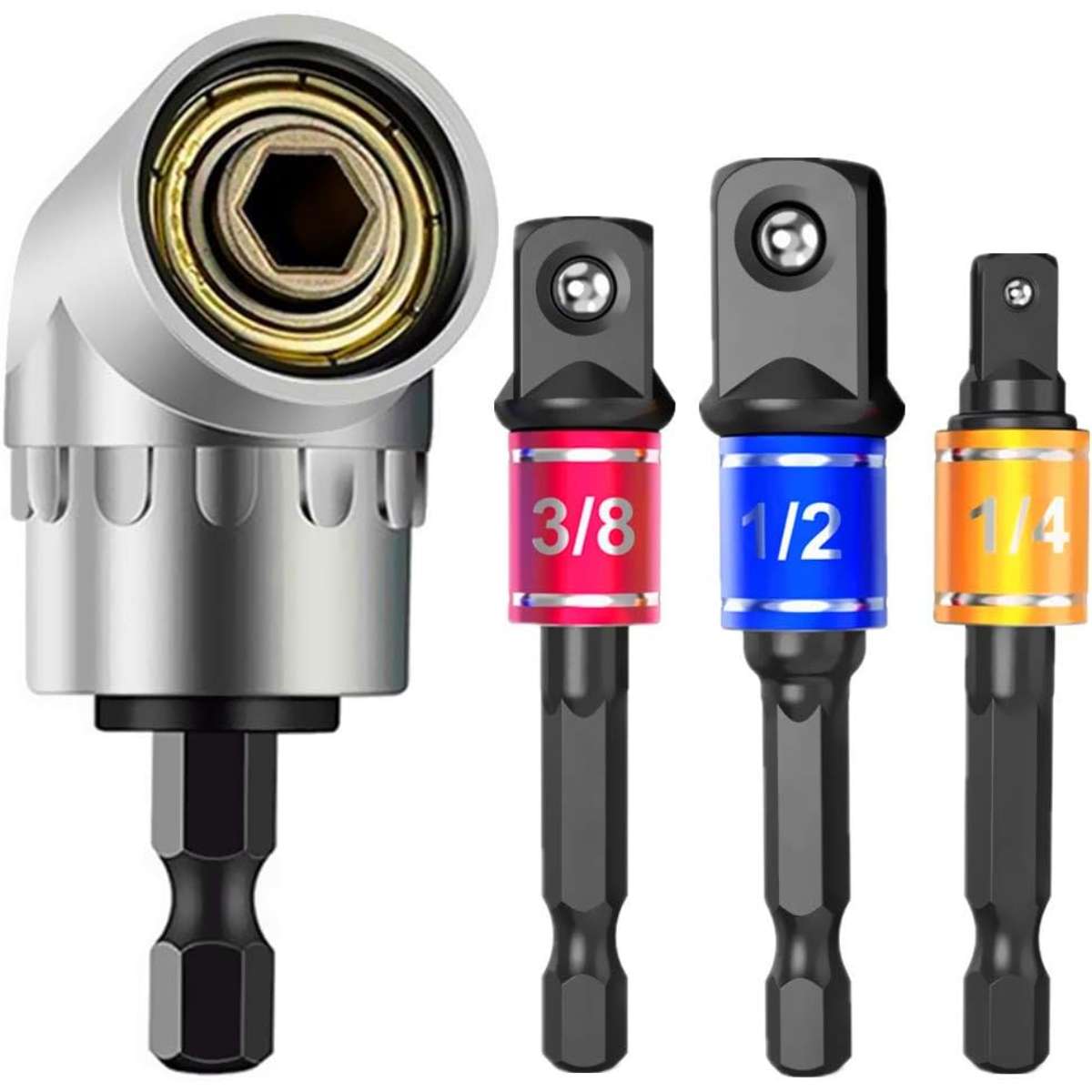 Impact-grade electric hand tool drive socket adapter expansion kit