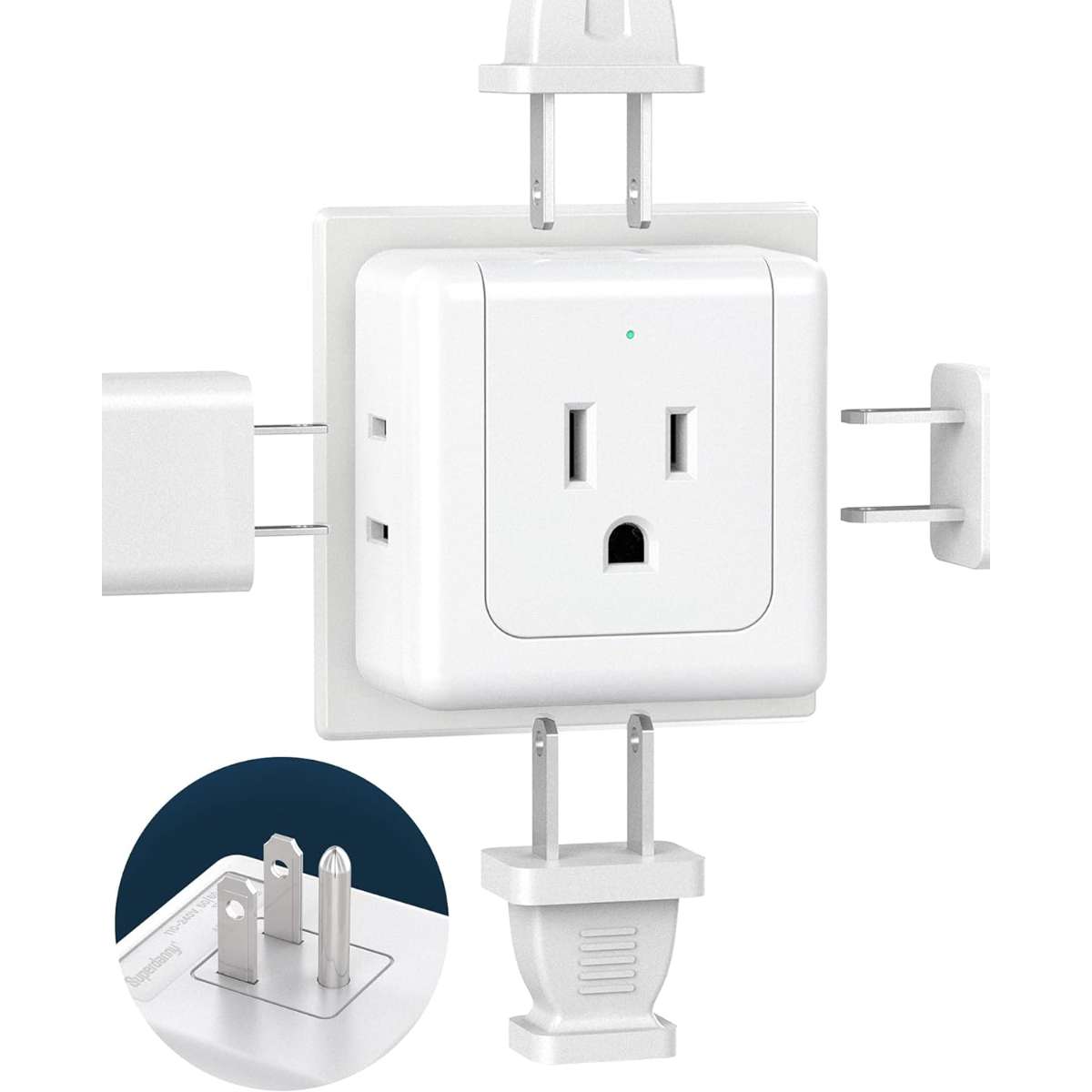 SUPERDANNY【2-Pack】 Multi-Plug Socket Extender, White