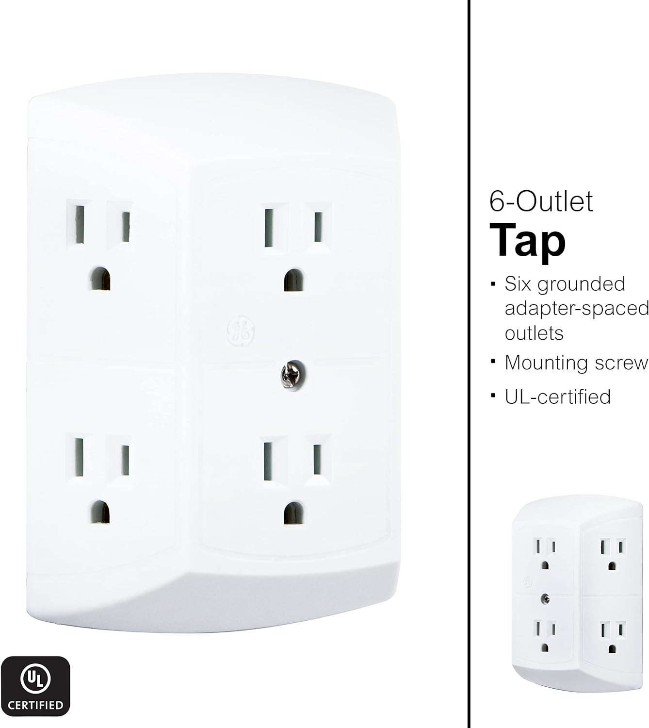 GE 6 Socket Extender, White, 40222