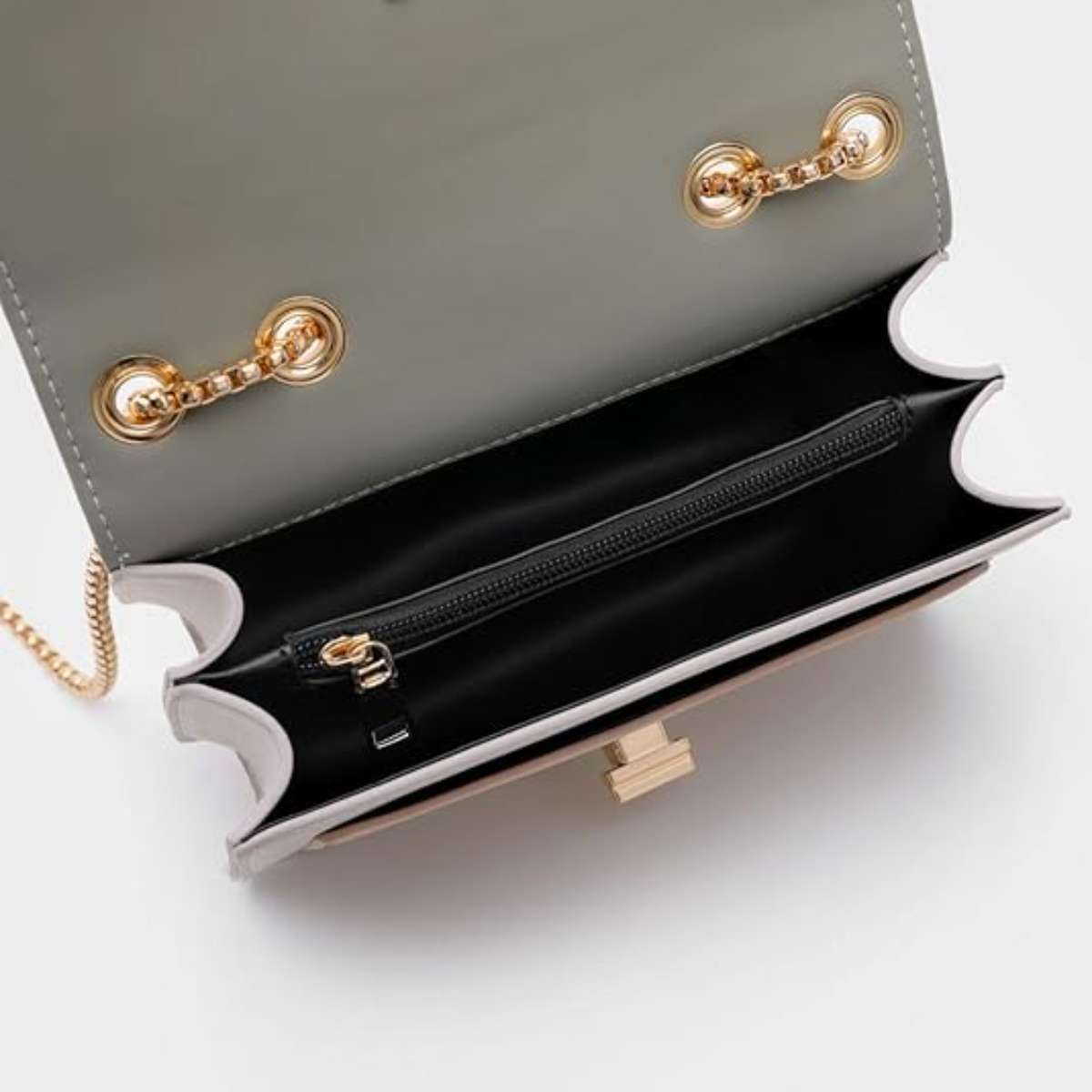 Color-blocked crossbody bag in leather for women