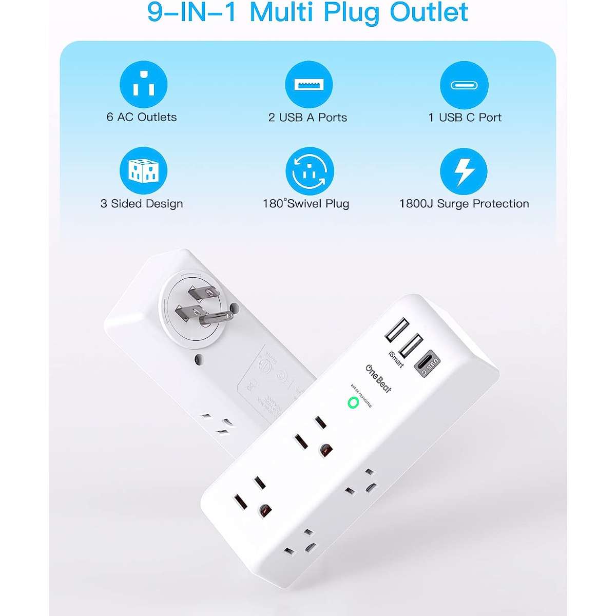 Surge Protector Socket Extender - with Swivel Plug