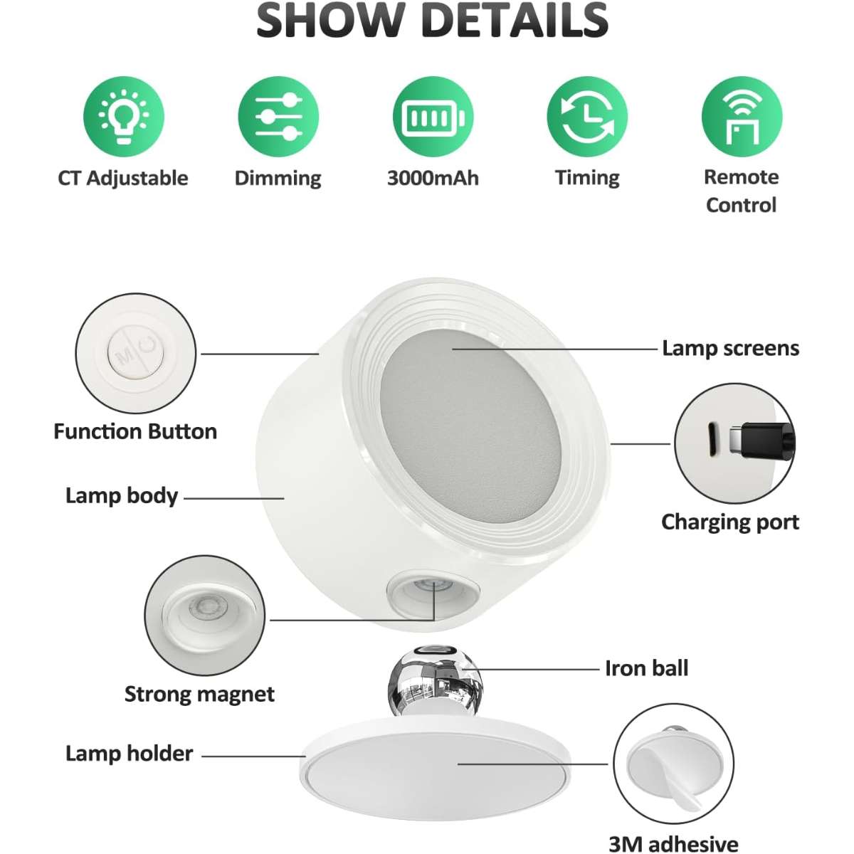 LED wall light 2 pieces with remote control wall mounted light