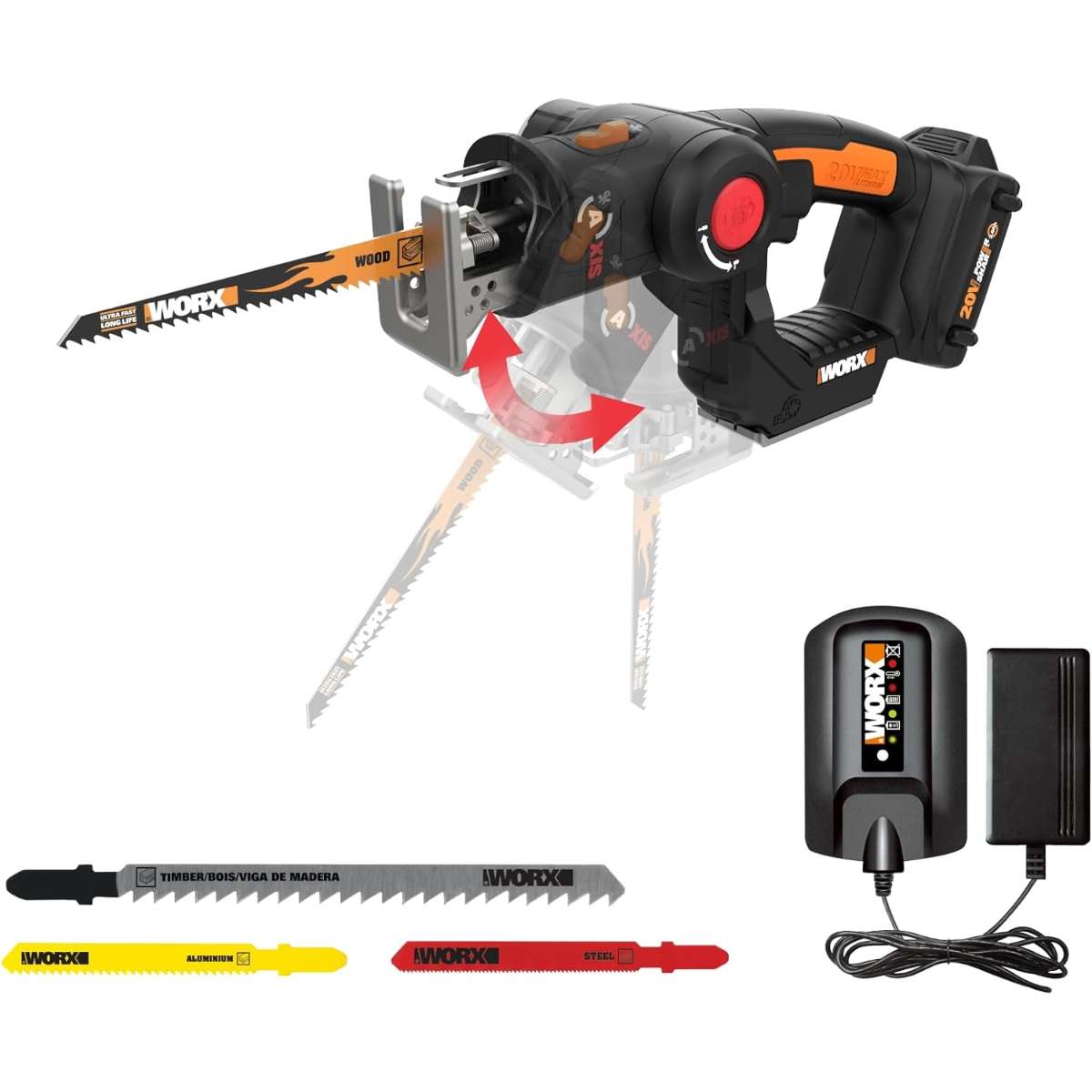 Worx 20V AXIS 2-in-1 charging tool, including battery and charger