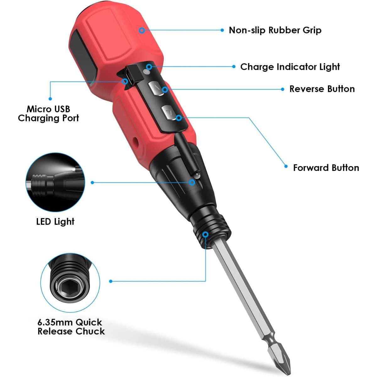 AMIR cordless screwdriver red