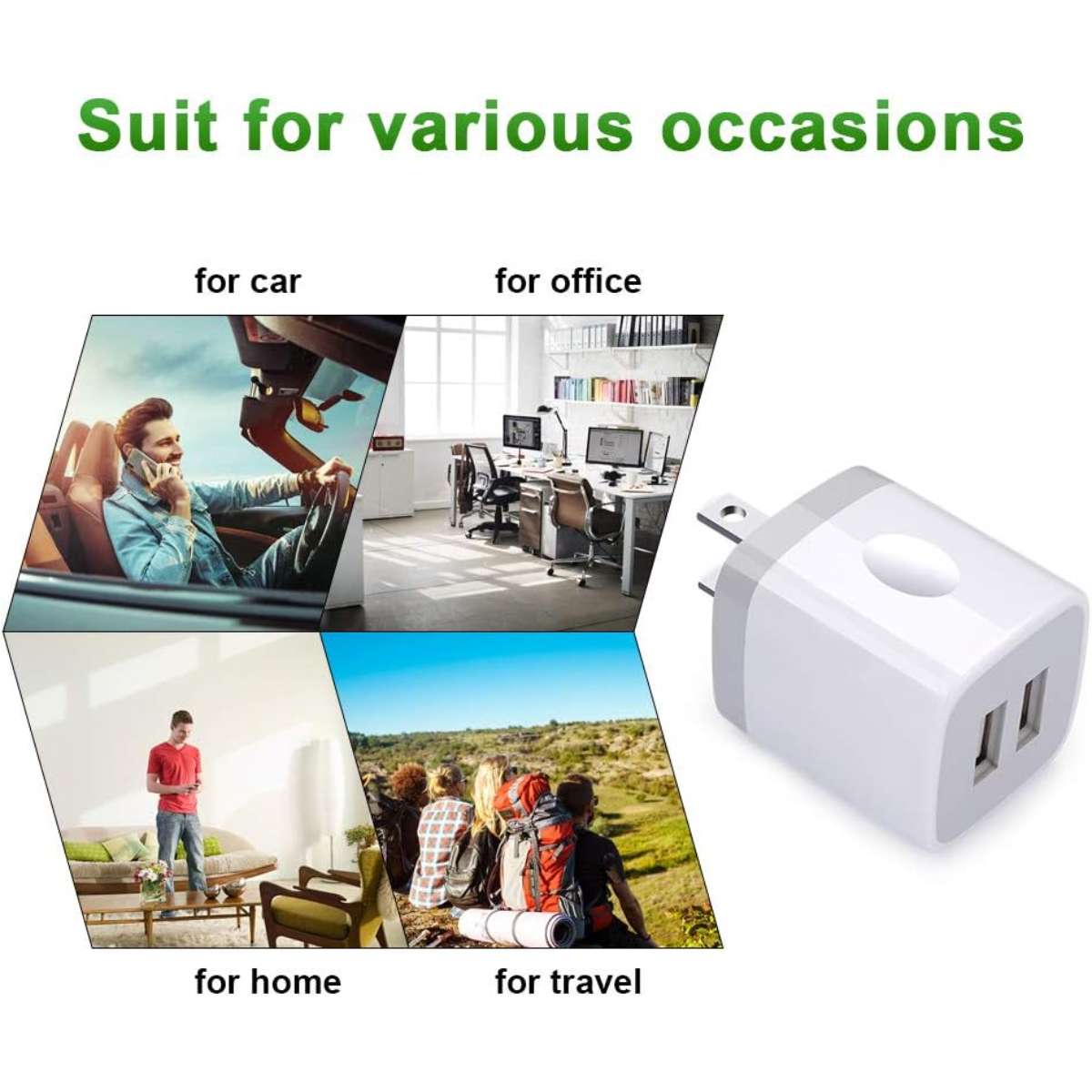 USB plug, USB wall charger 3-pack